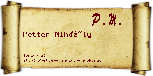 Petter Mihály névjegykártya